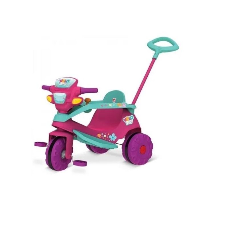 Triciclo Infantil Bandeirante - Velobaby - Passeio e Pedal - Rosa
